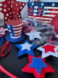 Americana Woven Basket Filled with Patriotic Decor