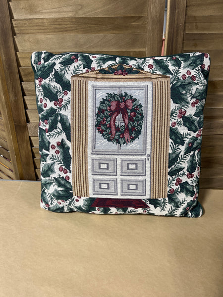 Wreath/Christmas Theme Tapestry Pillow