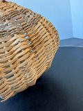 Natural Buttocks Basket with Hand Painted Floral Handle