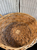 Pair of Natural Tone Woven Wicker Hand Baskets