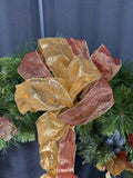 XL Faux Fir & Fruit Pre-Lit Wreath AS IS (READ DESCRIPTION CAREFULLY)
