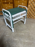 White Wicker Petite Bench/Ottoman with Cushion
