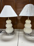 Pair of Faux Stacked Sea Urchin Lamps on Acrylic Bases