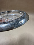 Pressed Glass & Sterling Silver Coasters - Pair
