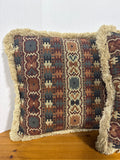 Southwestern Aztec Tapestry Throw Pillows With Fringe - Pair (A)