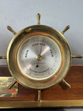Seth Thomas Helmsman Ship’s Wheel Brass Clock & Barometer on Personalized Stand