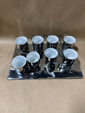 17 Piece Espresso Mug Set With Spoons And Mirrored Tray