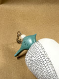 (A) Decorative Ceramic Blue Bird With White Wind Chime (no sound other than bell inside)