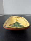 Merry Christmas Glazed Redware Dish