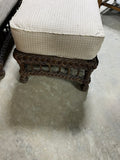 Heavyweight Brown Wicker/Rattan Chair with Ottoman, With Cushions, Unbranded