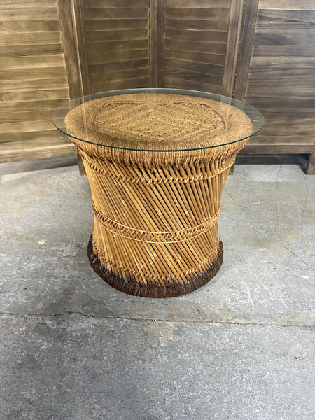 Wicker Srtool with Optional Glass to make Side Table