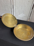 Floral Embossed Vintage Brass & Wooden Bed Warmer