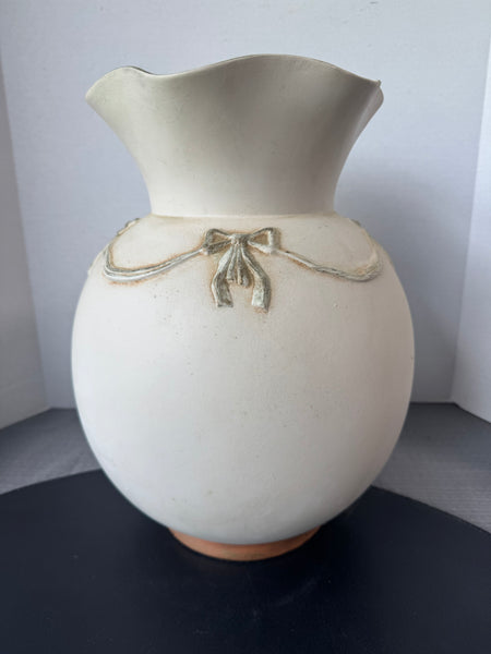 Large Ceramic Bow Vase with Ruffle Edge