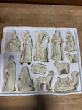 12-Piece Mikasa Holiday Splendor Gold Trimmed Cream Porcelain Nativity Set in Box