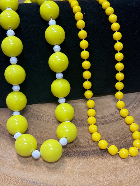 Pair of Yellow Plastic Beaded Necklaces