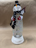 Cracker Barrel Snowman Light Up Glitter Globe WORKS // **** READ DESCRIPTION ***