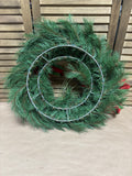 Holiday Wreath with Red & Green Bows