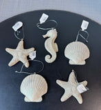 5-Piece Kirklands Heavyweight Glittery Beach Ornaments