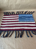 American Flag Braided Mat With Fringe