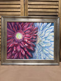 Red & White Mums Original Painting by Local Artist, Ginger Olansen; Signed