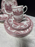 (A) 24-Piece Johnson Bros. Old Britain Castles Pink China Set (2 AVAILABLE—PRICED INDIVIDUALLY AT $195 EACH SET)