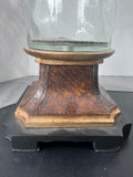 Pair of Large Bubble Glass Hurricane Candle Holders with Resin Bases