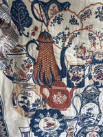(C) Goodwin Weavers Colonial Williamsburg Floral Teapot Tapestry Style Fringed Blanket