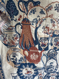 (C) Goodwin Weavers Colonial Williamsburg Floral Teapot Tapestry Style Fringed Blanket