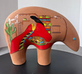 Pueblo Hand Painted Native American Terracotta Bear Sculpture