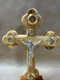 Olive Wood Cross With Essence from The Holy Land On Stand (D)