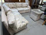 Lexington Casual Off White/Cream Wicker/Rattan Sectional Sofa with Glass Top Table