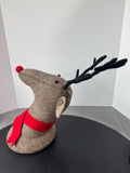 Wool Felt Reindeer Bust Wall Mount