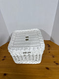 White Wicker Sabrina Basket By Pottery Barn With Lid