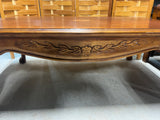 Rectangular Coffee Table with Inlay & Carved Accents