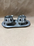 Norwegian Pewter Sugar And Creamer With Tray — Signed