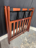 Brown Wooden Folding Luggage Rack with Bottom Shelf