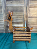B-Vintage Oak Reindeer Box Basket Planter