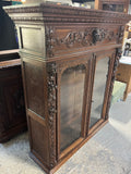 1880's German/French Huntsman's Hand Carved Oak 2 Piece China Cabinet ***HEAVY ITEM***READ DESCRIPTION CAREFULLY***