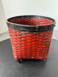 Painted Woven Bamboo & Rattan Planter Basket