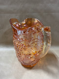 Marigold Carnival Glass Grapes Water Pitcher