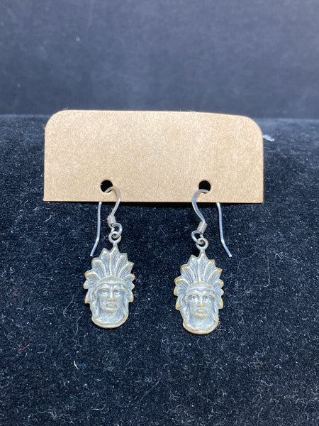 American Indian Chief Drop Down Earrings