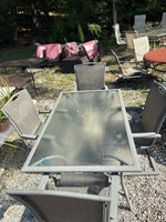 Patio Dining Set - Glass Top Rectangular Table + Four Matching Chairs