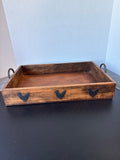 Wooden Rectangle Tray With Chickens And Handles
