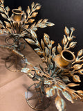 Pair of Metal Bundled Wheat Candle Holders