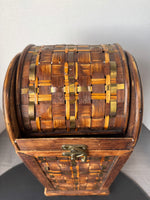 Woven Wine Box Look Flip-Top Waste Basket