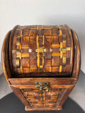 Woven Wine Box Look Flip-Top Waste Basket
