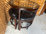 Round Glass Top Table with (4) Stools