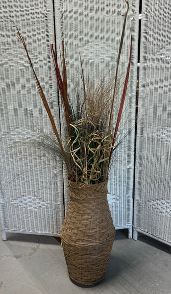 Large Dried Arrangement in Vintage Woven Basket