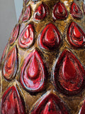 Heather Ann Creations Red & Gold Foil Peacock Ceramic Vase