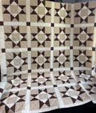 Shades of Brown Classic Star Patchwork Vintage Hand Made Quilt (B)